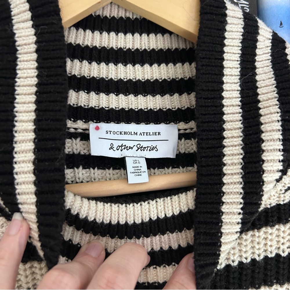 & Other Stories Stockholm Atelier Wool Blend Striped Turtleneck Sweater Sz Large - Picture 4 of 9